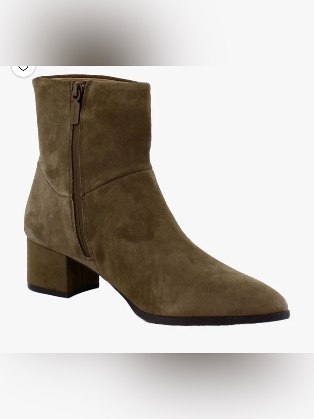 Women’s Olive Suede Ankle Boot with Low Block Heel